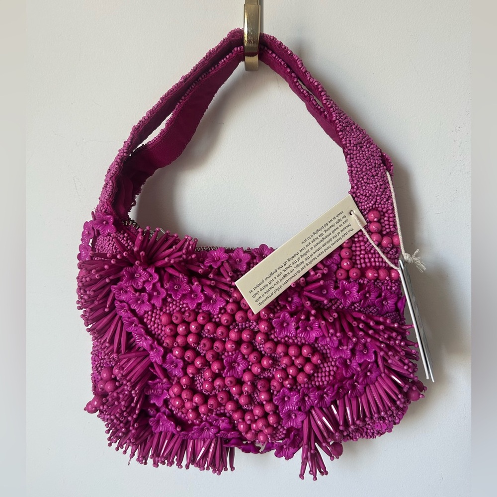 Viral beaded pink floral bag